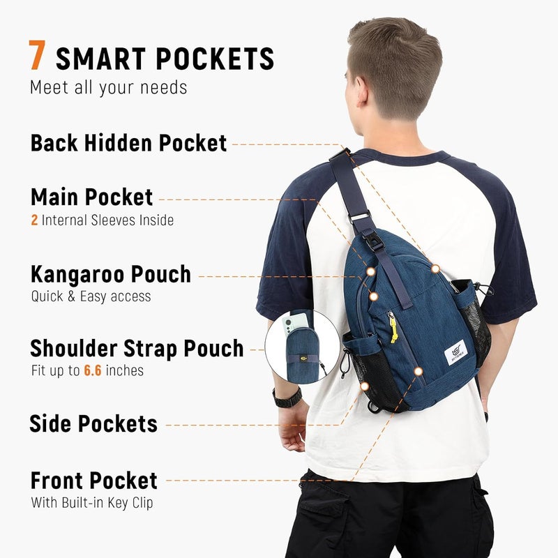 SKYSPER Sling Bag Anti-Theft Crossbody Bag RFID Travel Cross Body Shoulder Sling Backpack - Image 3
